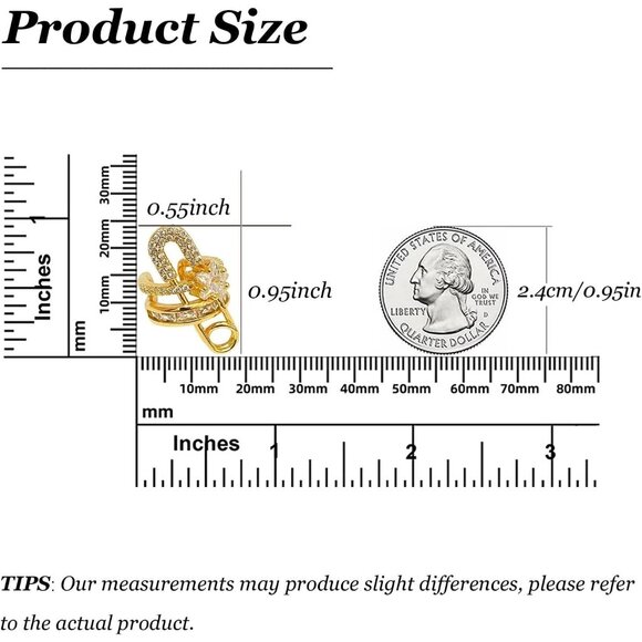 Gold Safety Pin Non Piercing Rhinestone Star Clip on Earring Cartilage Jewelry - Picture 6 of 9